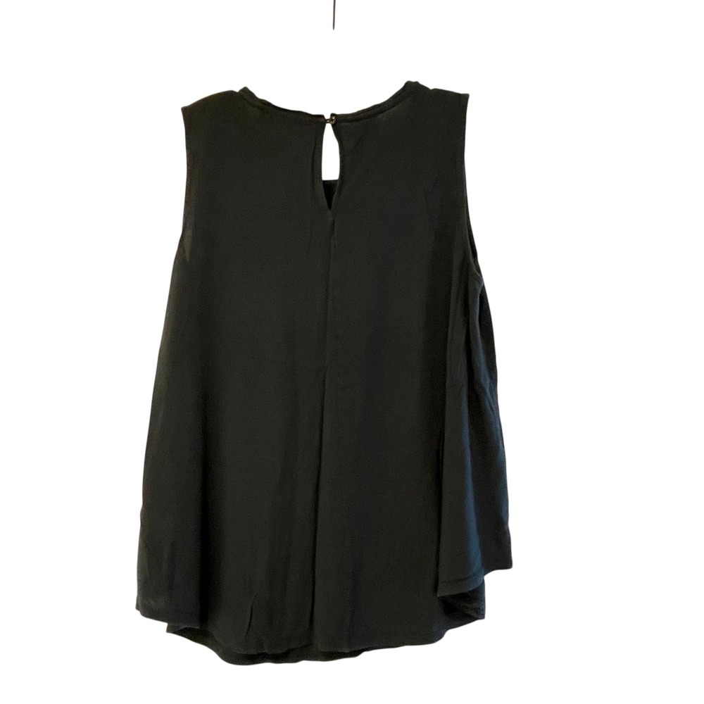 Ann Taylor LOFT Navy Blue Sleeveless Keyhole Back Rayon Blouse Top Womens Large